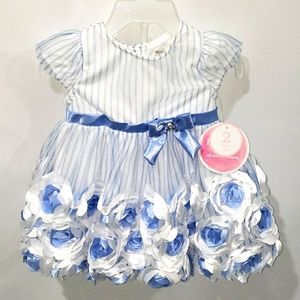 NWT Nannette Baby Blue/White 2 Piece Dress 18M